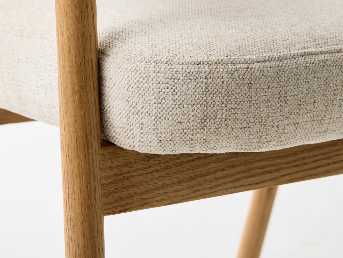 ARMLEHNSTUHL  in Chenille  - Sandfarben/Eichefarben, KONVENTIONELL, Holz/Textil (63/81/63cm) - Ambia Home