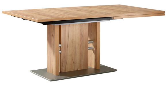 ESSTISCH in Metall, Holzwerkstoff 130-180/90/75 cm - Edelstahlfarben/Eichefarben, Design, Holzwerkstoff/Metall (130-180/90/75cm) - Moderano