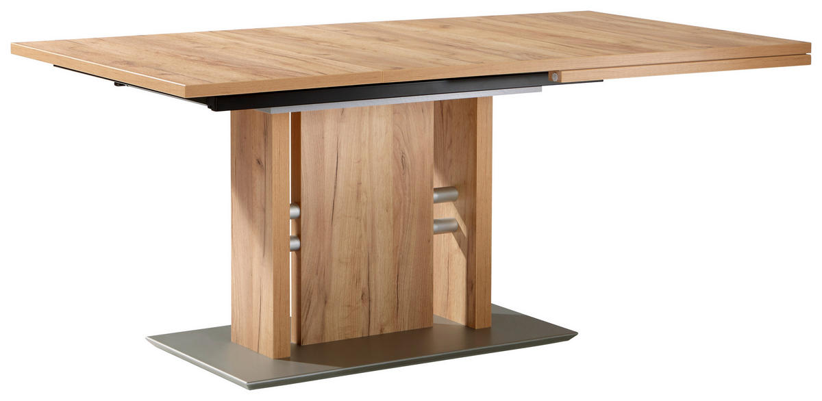 ESSTISCHMetall, Holzwerkstoff 130-180/90/75 cm  - Edelstahlfarben/Eichefarben, Design, Holzwerkstoff/Metall (130-180/90/75cm) - Moderano