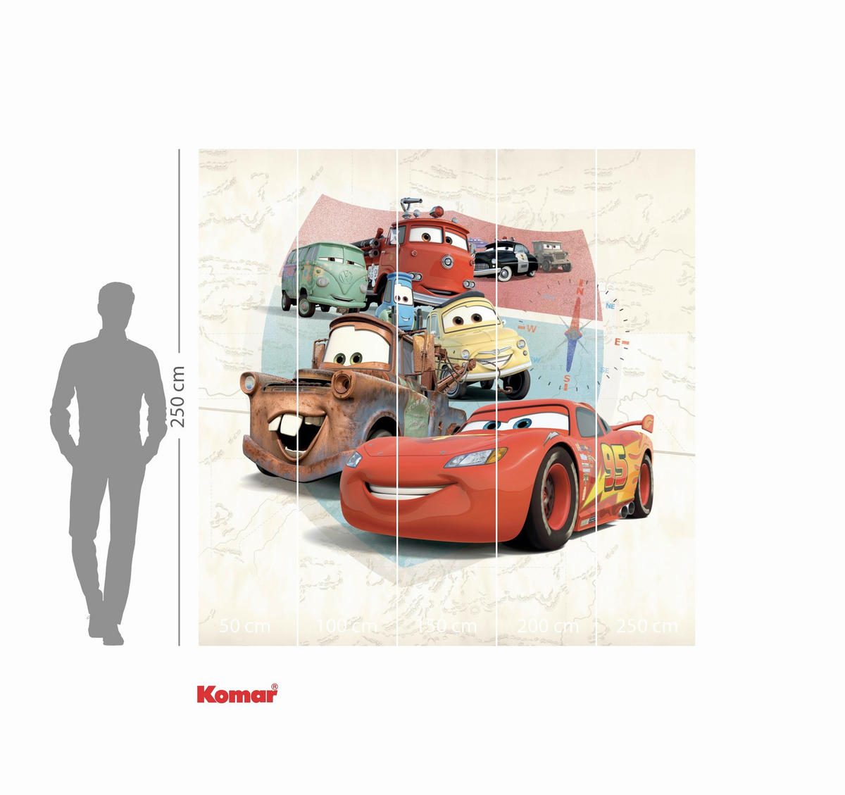 FOTOTAPETE CARS OPEN ROAD  - Naturfarben, Design, Textil (250/250cm) - Disney