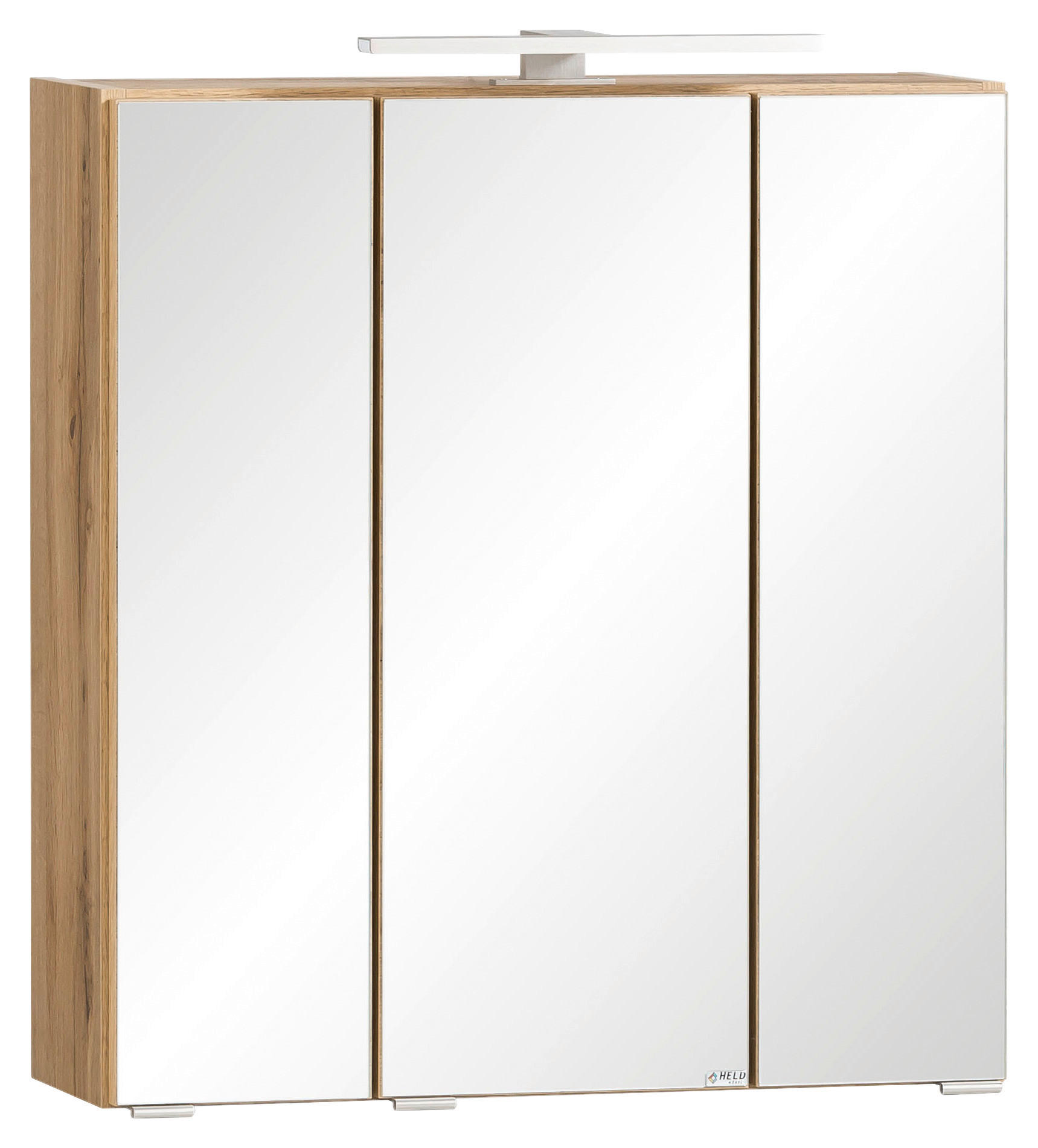 SPIEGELSCHRANK 60/64/20 cm  - Edelstahlfarben/Eiche Wotan, MODERN, Glas/Holzwerkstoff (60/64/20cm) - Held