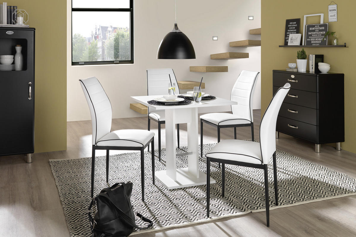 STOLIČKA, 43,5/96/58 cm - čierna/biela, Design, kov/textil (43,5/96/58cm) - Carryhome