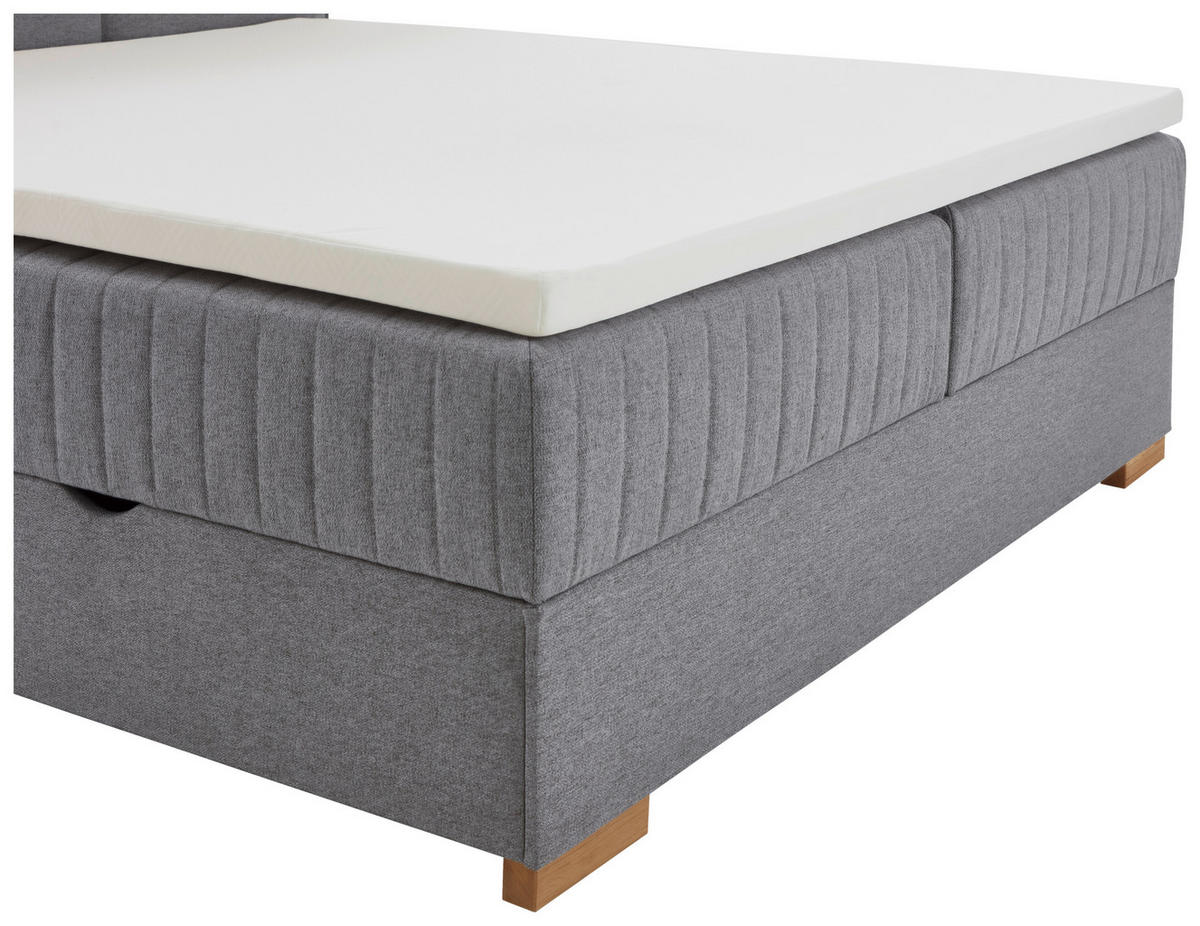 BOXSPRINGBETT 180/200 cm,  in Grau, Bettkasten, Topper, H3 = fest  - Eichefarben/Grau, KONVENTIONELL, Holz/Textil (180/200cm) - Boxxx