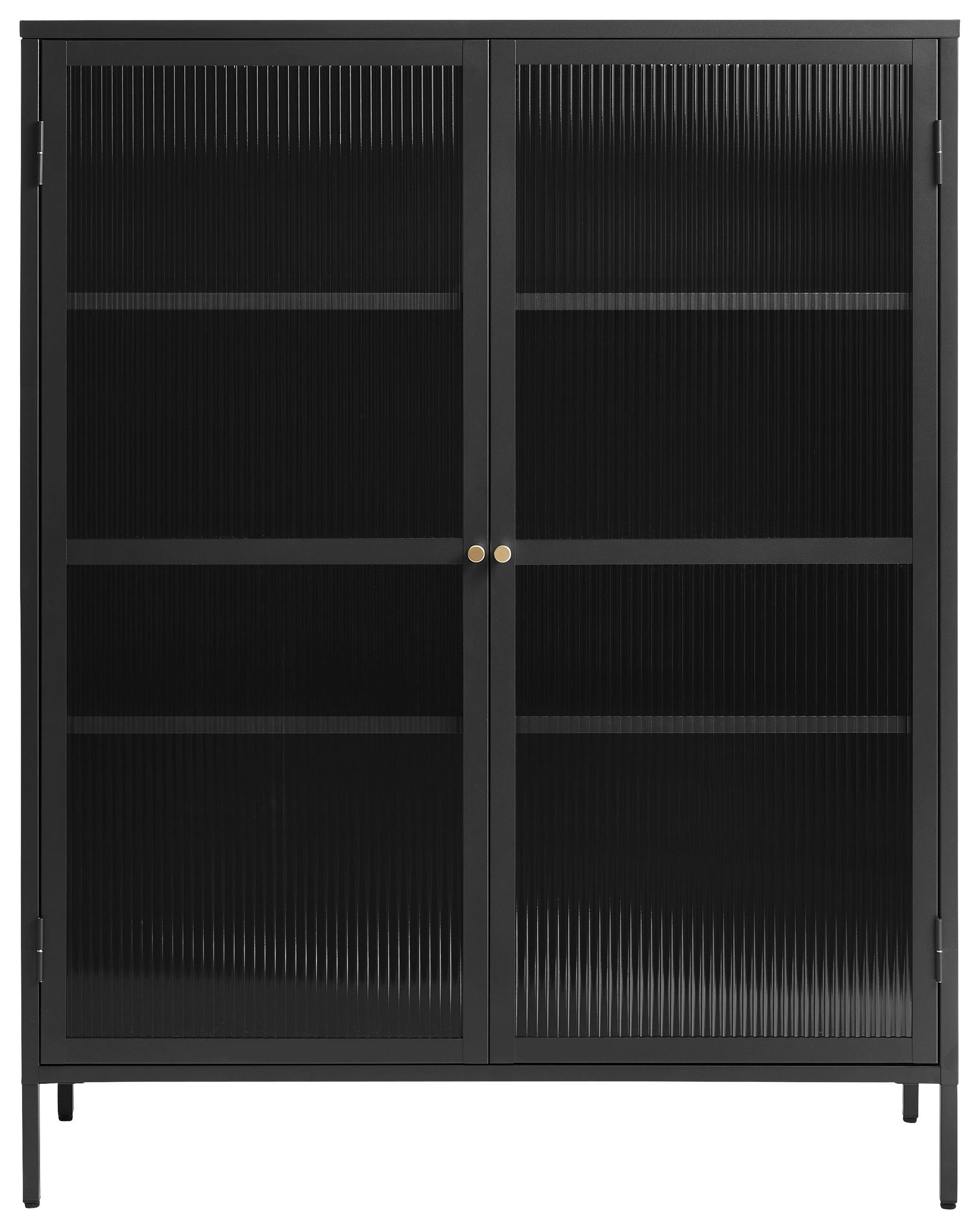 HIGHBOARD  in 110/140/40 cm  - Goldfarben/Schwarz, Design, Glas/Metall (110/140/40cm) - Lomoco