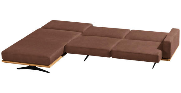 ECKSOFA in Flachgewebe Braun  - Schwarz/Braun, Natur, Holz/Textil (170/326cm) - Valnatura