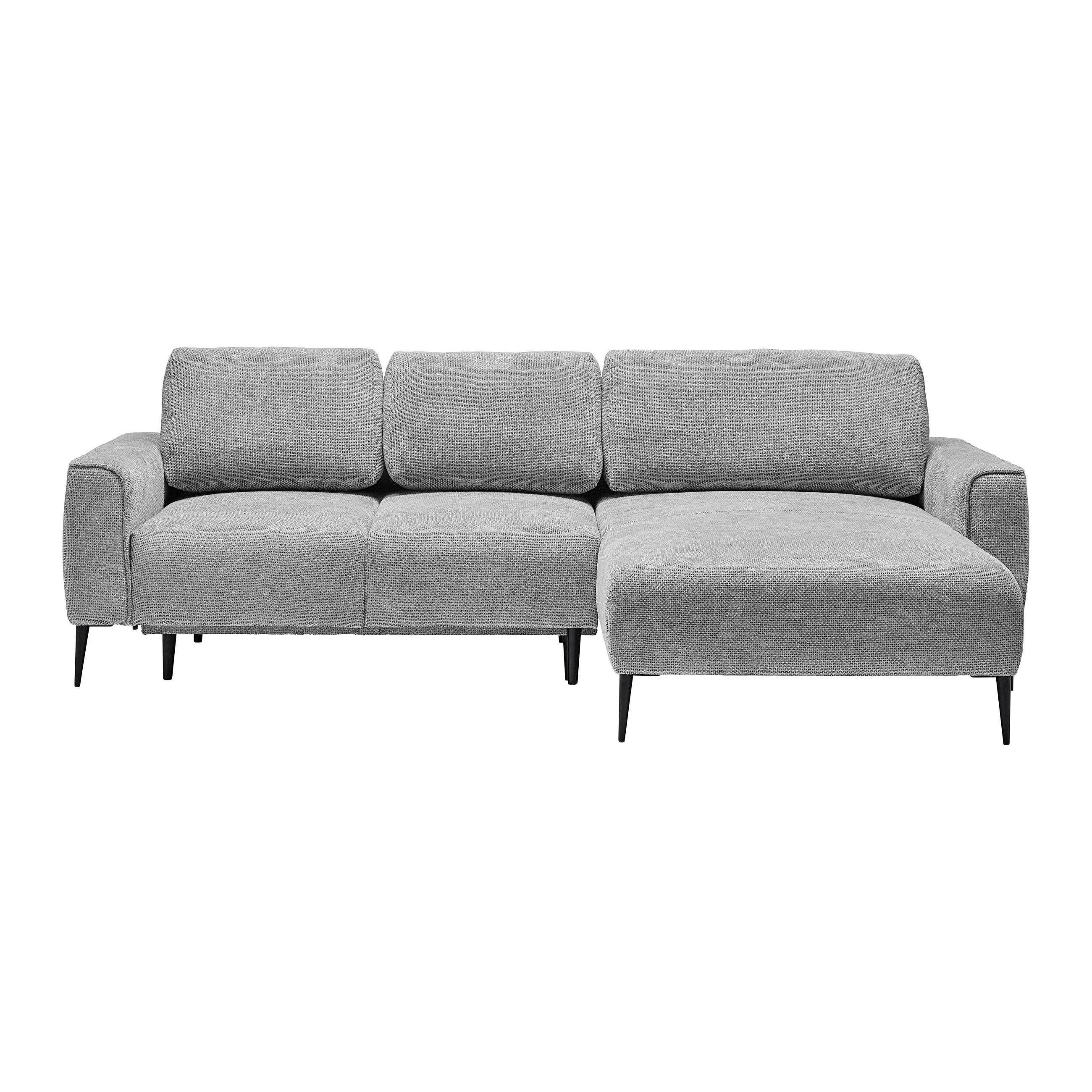 ECKSOFA in Webstoff Hellgrau  - Hellgrau/Schwarz, Modern, Textil/Metall (255/164cm) - MID.YOU