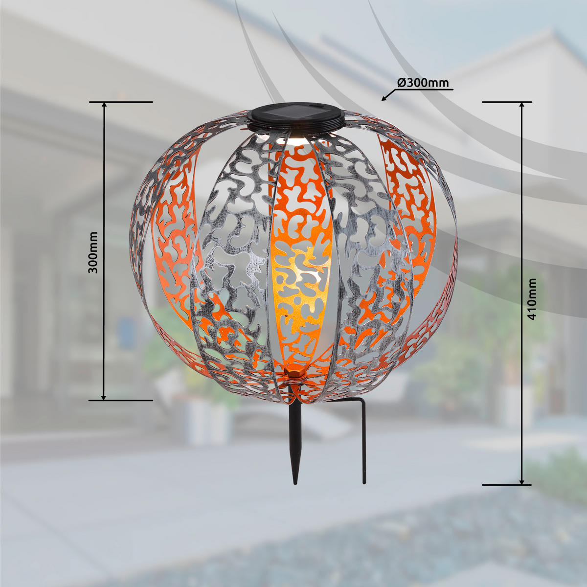 SOLARLEUCHTE - Silberfarben/Goldfarben, Design, Metall (30/41,0cm) - Globo