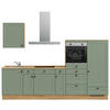 KÜCHENLEERBLOCK 300 cm   in Grün, Eichefarben  - Eichefarben/Schwarz, MODERN, Holzwerkstoff/Metall (300cm) - Nobilia