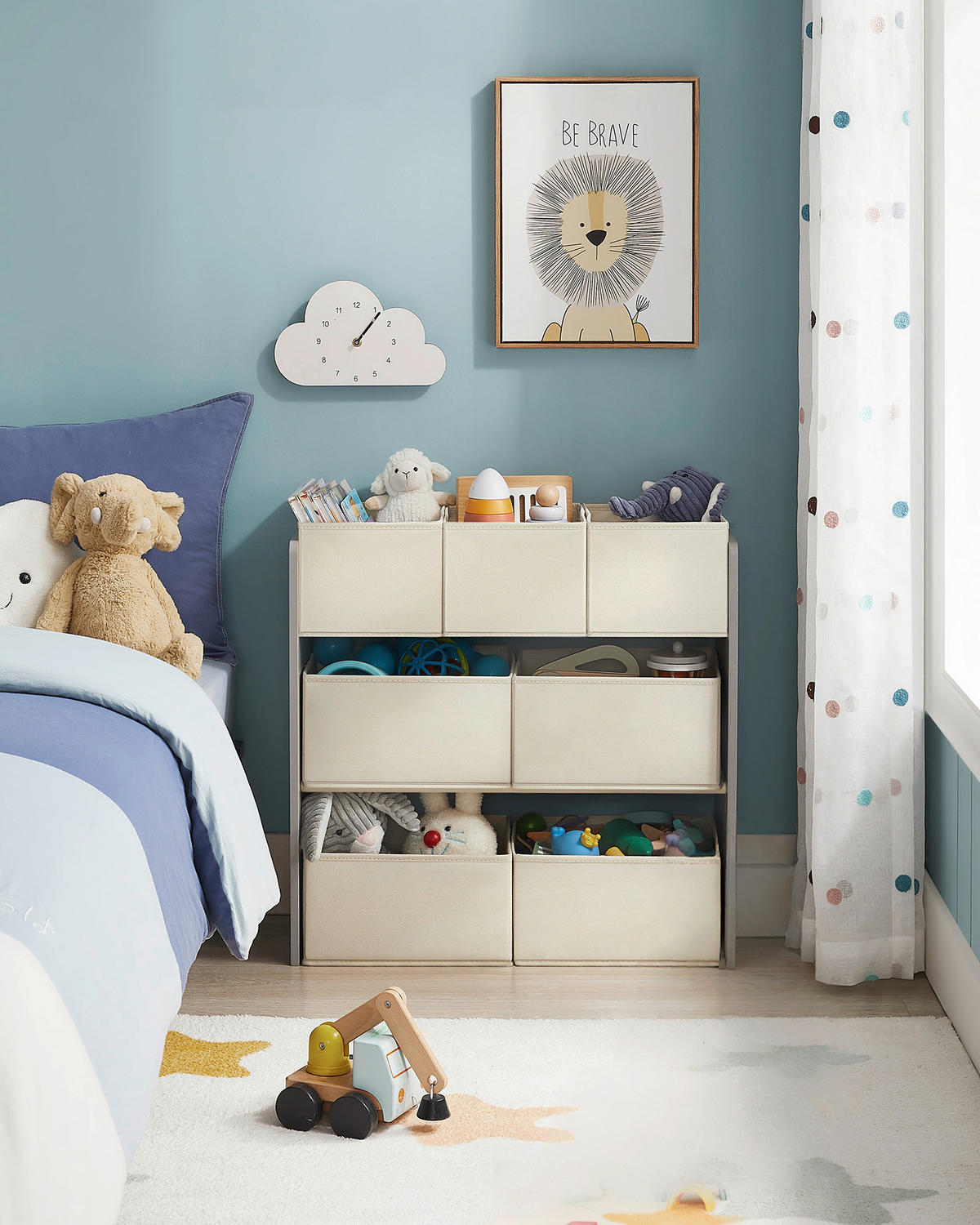 KINDERREGAL 62,5/60/29,5 cm  - Beige/Grau, MODERN, Holzwerkstoff/Textil (62,5/60/29,5cm) - MID.YOU