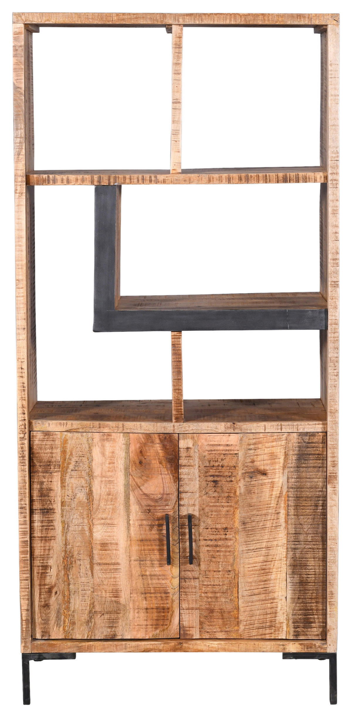 REGÁL, přírodní barvy, černá, mangové dřevo, 88/192/40 cm - černá/přírodní barvy, Natur, kov/dřevo (88/192/40cm) - MID.YOU