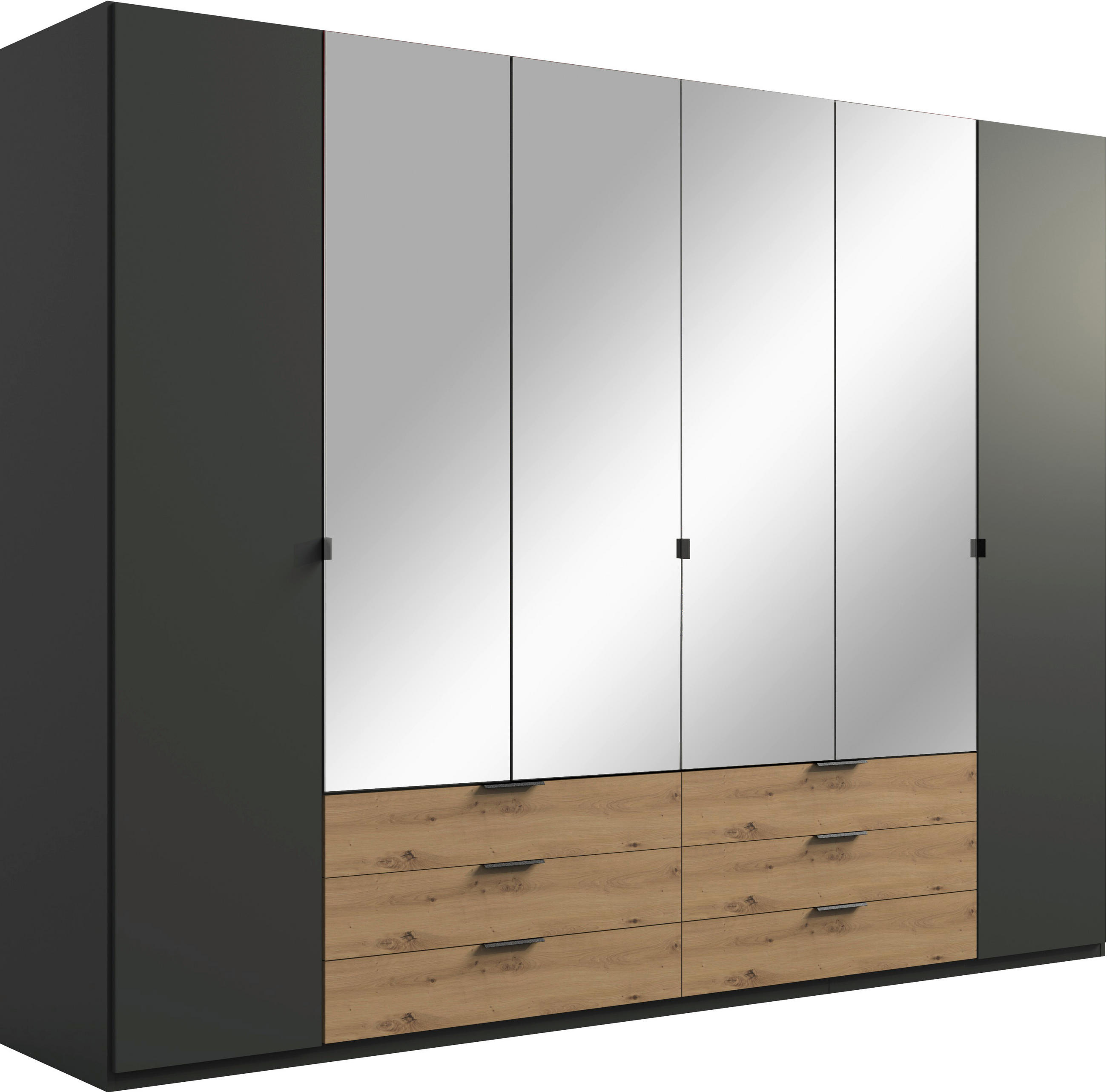 KLEIDERSCHRANK 270/208/58 cm 6-türig Graphitfarben, Eiche Artisan  - Schwarz/Graphitfarben, Design, Glas/Holzwerkstoff (270/208/58cm) - Boxxx