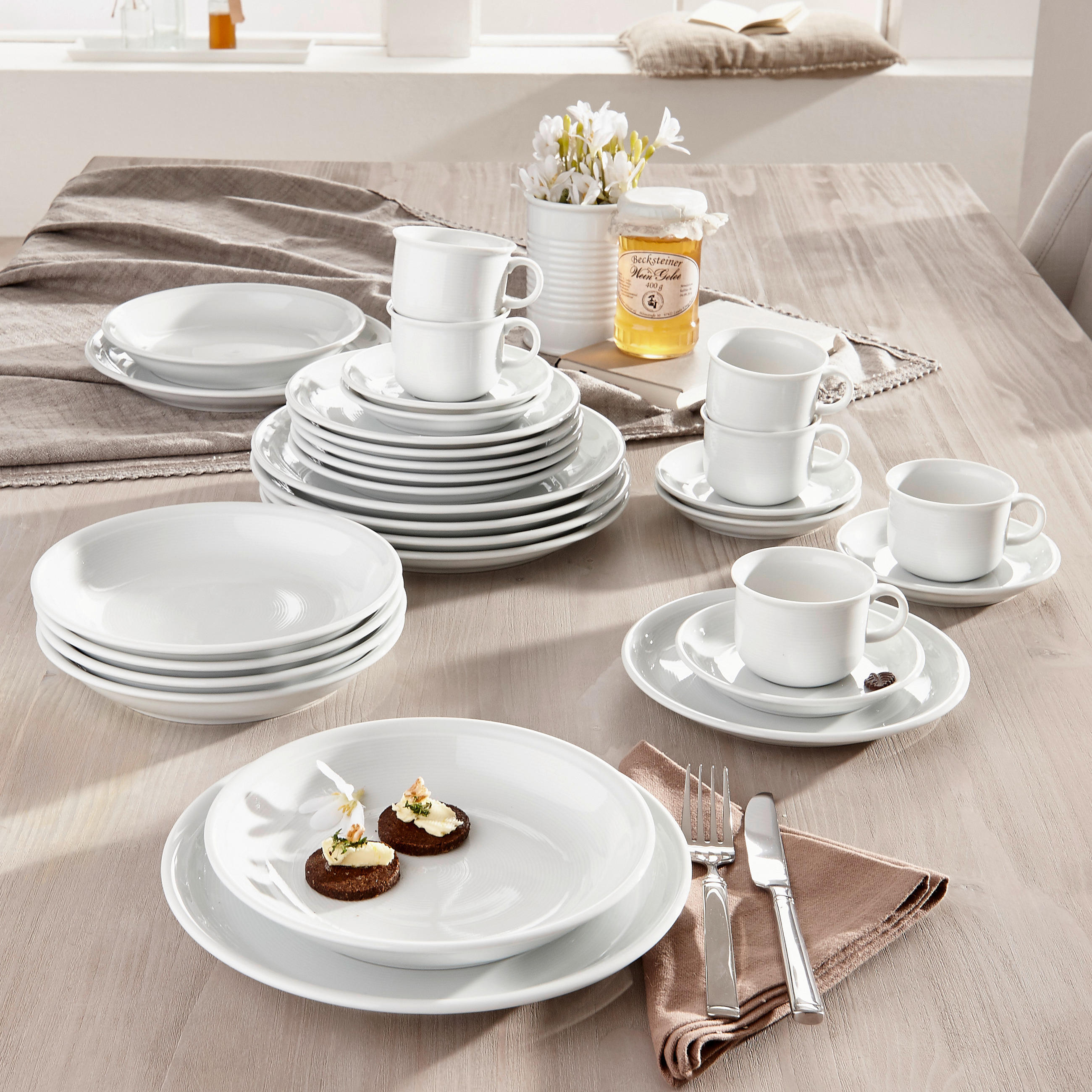 KOMBISERVICE 30-teilig Trend - Weiß, Basics, Keramik - Thomas