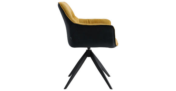 ARMLEHNSTUHL in Eisen Webstoff - Gelb/Anthrazit, Design, Textil/Metall (61.5/83.5/63cm) - Novel