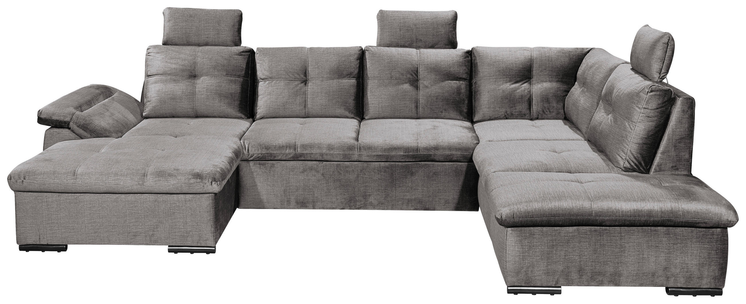 WOHNLANDSCHAFT in Mikrovelours Hellgrau  - Hellgrau/Schwarz, KONVENTIONELL, Kunststoff/Textil (127/334/217cm) - Carryhome