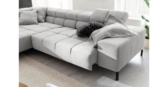ECKSOFA inkl. Sitzvorzug Grau Cord  - Schwarz/Grau, Design, Textil/Metall (216/321cm) - Hom`in