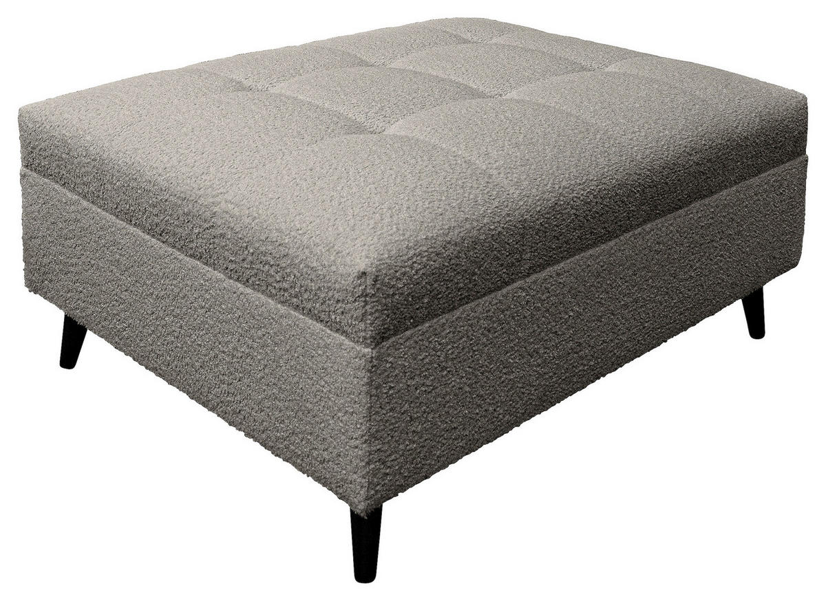 Ecksofa inkl. Hocker in Bouclé Dunkelgrau  - Dunkelgrau/Schwarz, Design, Holz/Textil (247/174cm) - MID.YOU