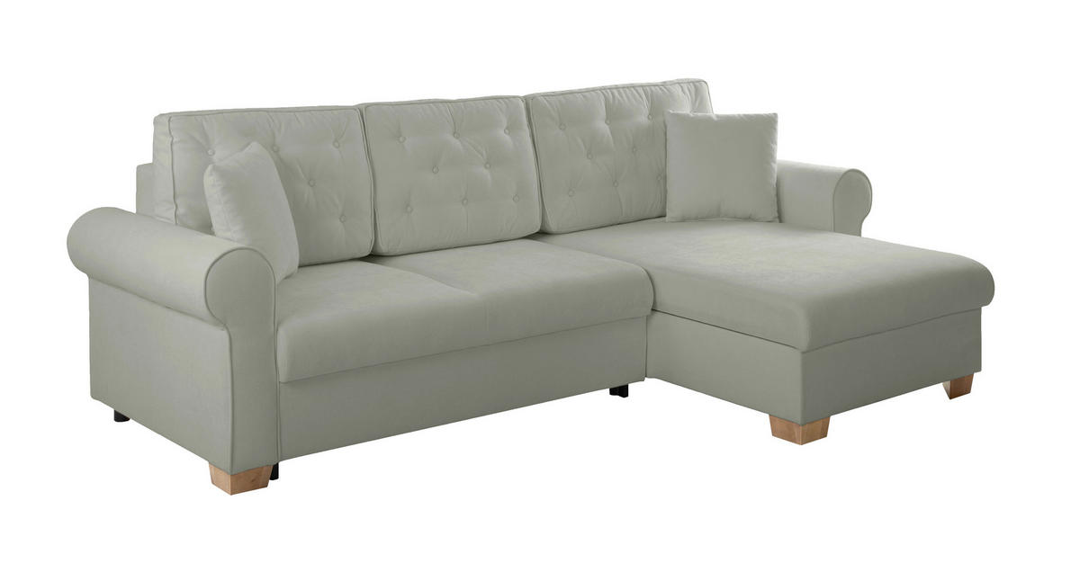 ECKSOFA in Grau  - Buchefarben/Grau, Design, Holz/Textil (266/161cm) - MID.YOU