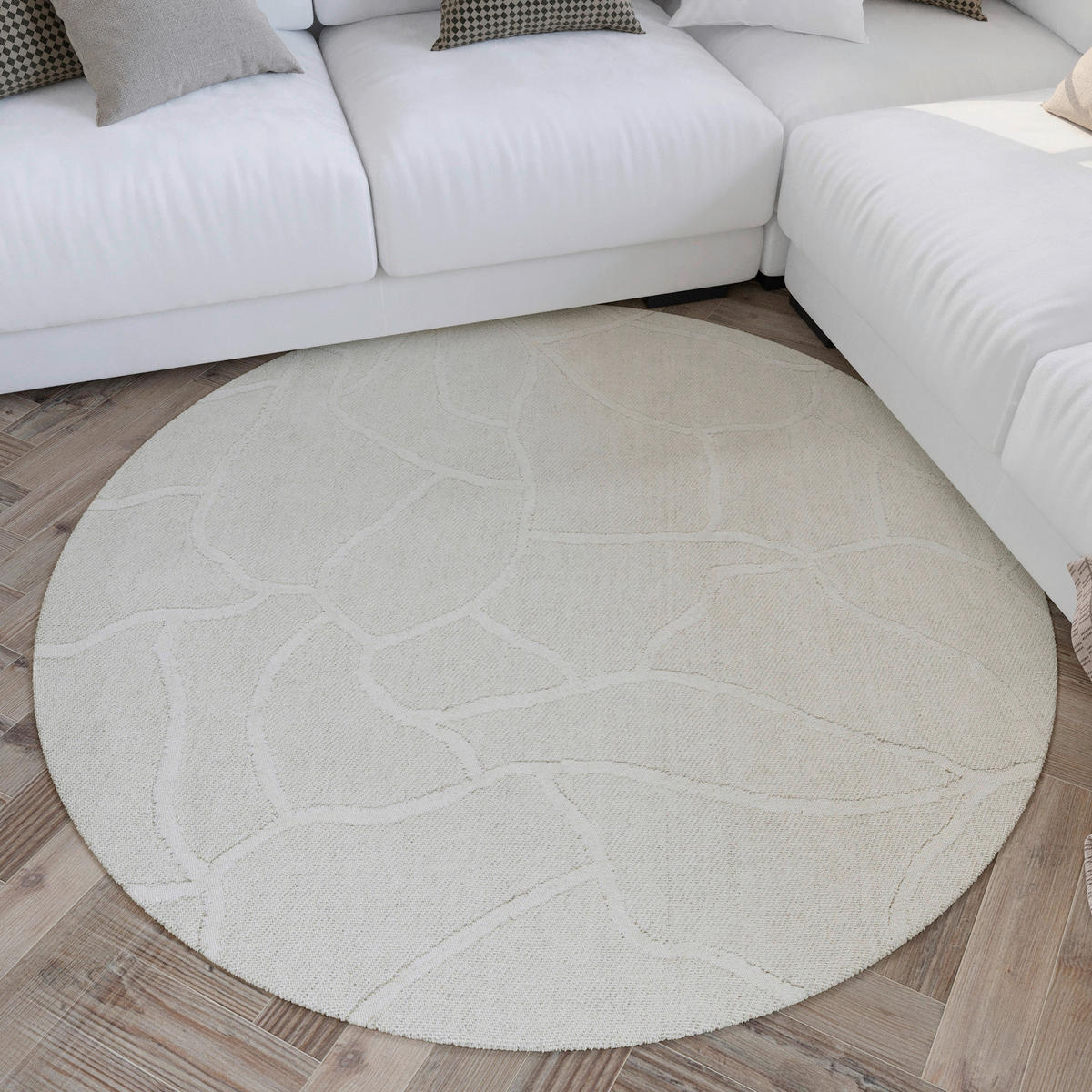 WEBTEPPICH Wohnzimmer 200 cm Hampton Twentysix Creme rund  - Creme, Design, Textil (200cm) - WECON HOME