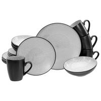 KOMPLETT SERVIS Malmö 16 delar  - gråvit/svart, Basics, keramik - Creatable