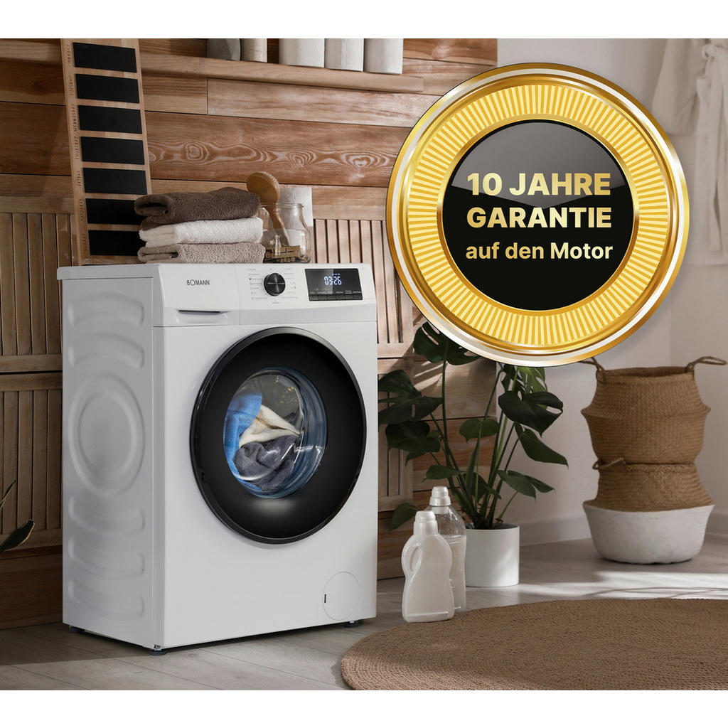 Thumbnail - Bomann Waschmaschine, Weiß, Kunststoff, 60x85x54 cm, CE, LED-Anzeigen, Überhitzungsschutz, Unwuchtkontrolle, verstellbar...