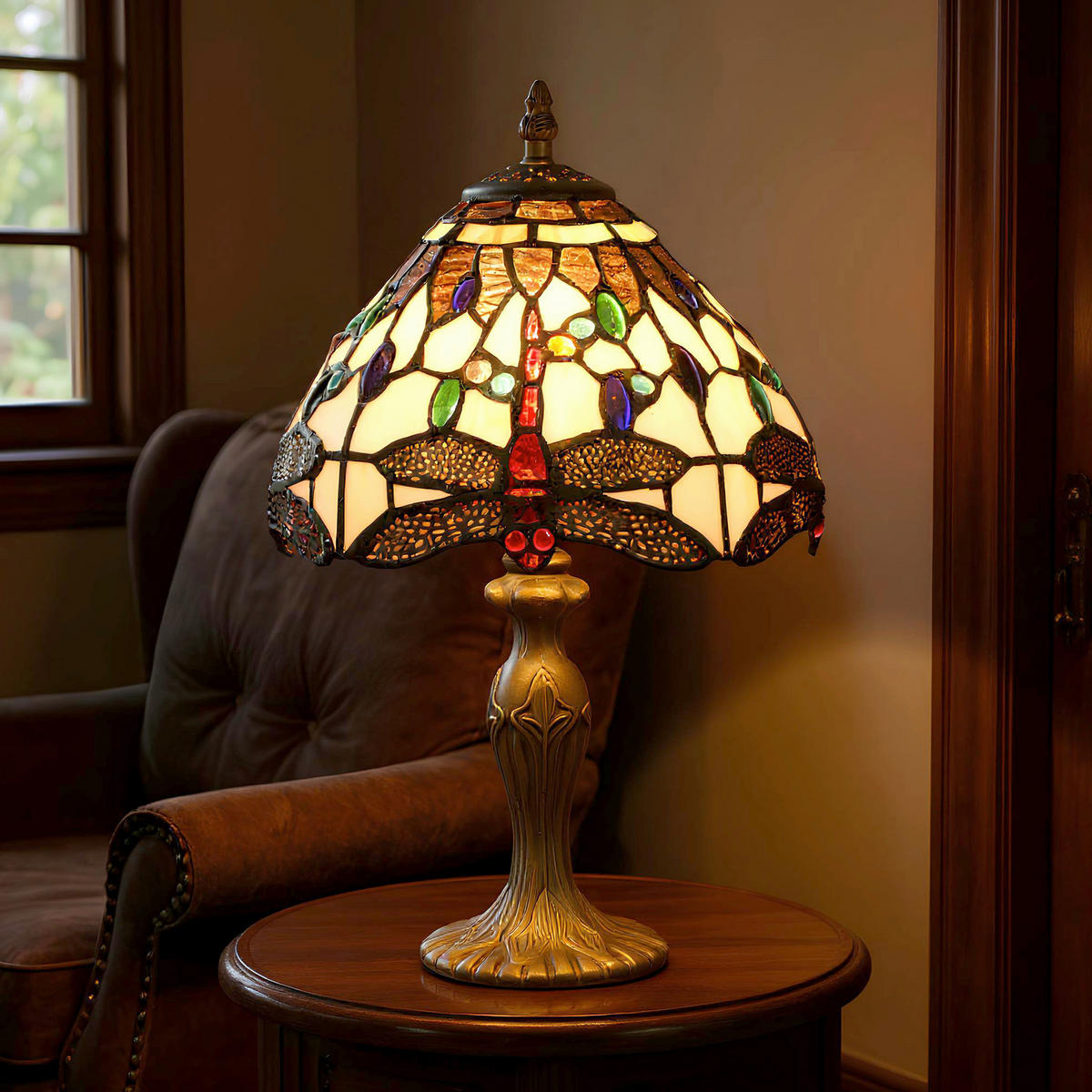 ASZTALI LÁMPA - barna/többszínű, Basics, Üveg/fém (20/36/20cm)