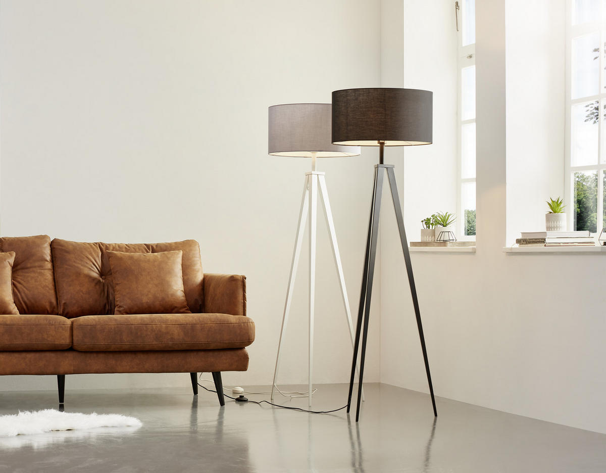 STOJACIA LAMPA, 49/158 cm  - čierna, Konventionell, kov/textil (49/158cm) - Ambiente