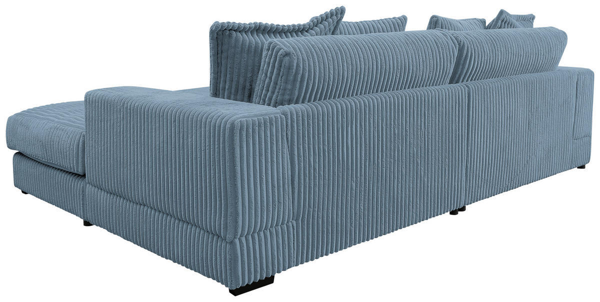 ECKSOFA in Cord Hellblau  285/195 cm  - Schwarz/Hellblau, Design, Kunststoff/Textil (285/195cm) - MID.YOU