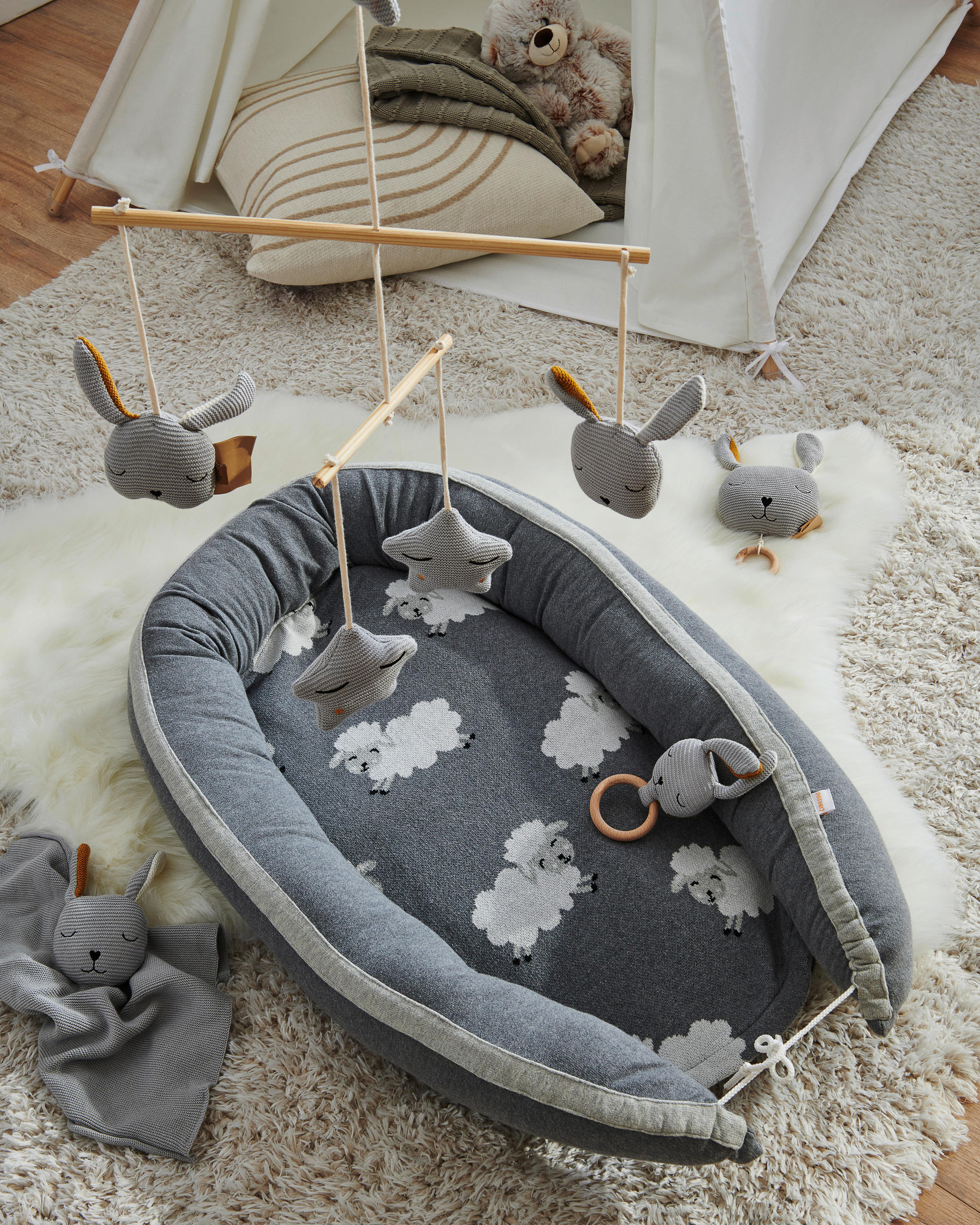 KUSCHELNEST Sheep 50/90 cm - Multicolor/Creme, Trend, Textil (50/90cm) - Avelia