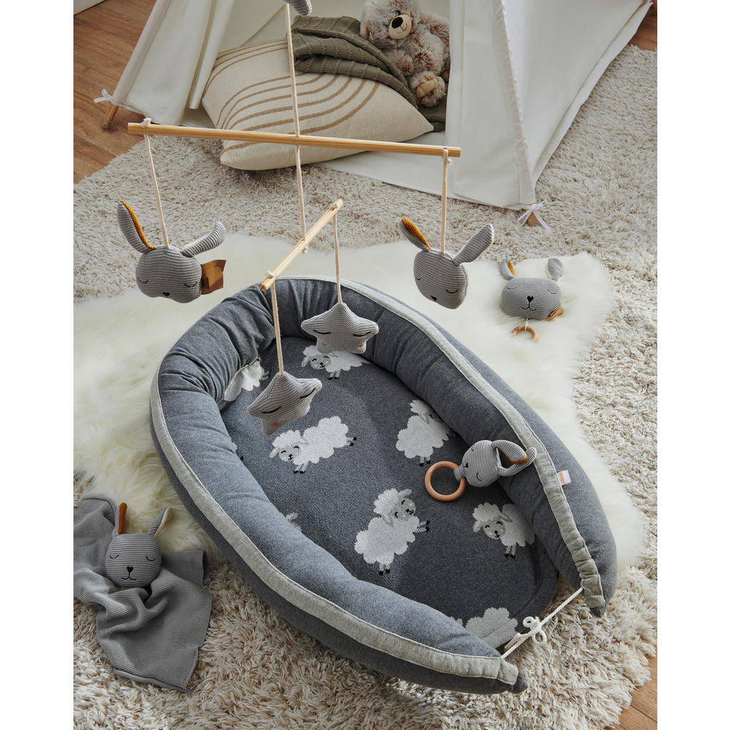 Thumbnail - Avelia Kuschelnest Sheep, Creme, Grau, Textil, Schaf, Füllung: Polyester, 50x90 cm, Oeko-Tex® Standard 100, Schlafen, Ba...