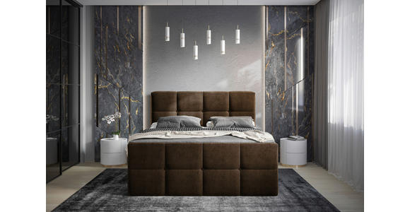 BOXBETT 180/200 cm in Dunkelbraun - Chromfarben/Dunkelbraun, Design, Holz/Holzwerkstoff (180/200cm) - Esposa
