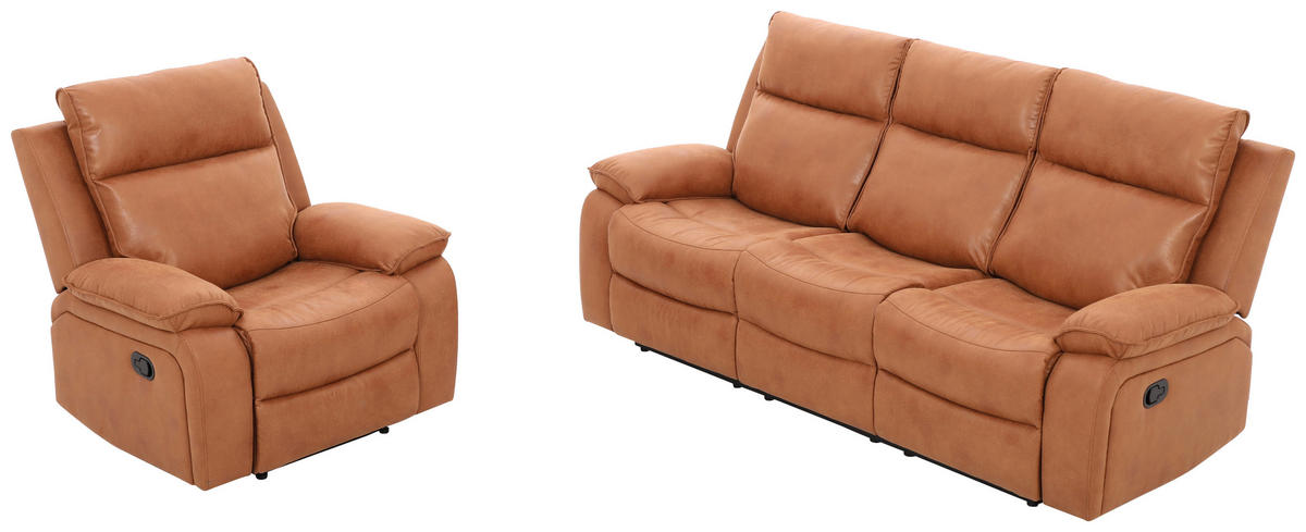 3-SITZER-SOFA Mikrofaser Cappuccino  - Schwarz/Cappuccino, Design, Holz/Kunststoff (215/101/97cm) - Livetastic