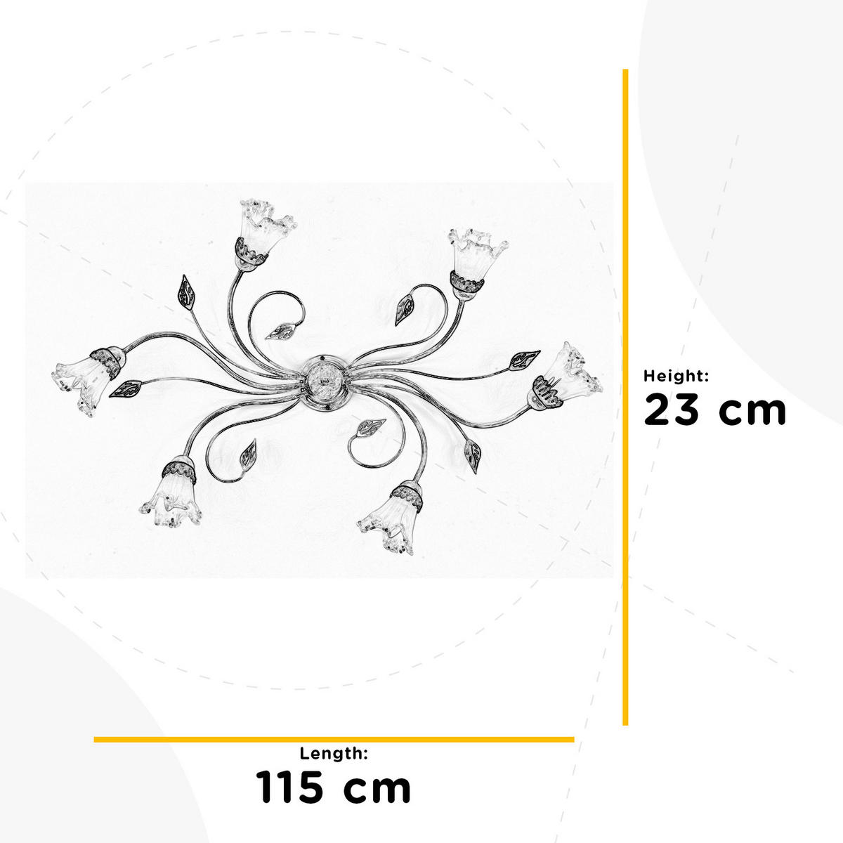 DECKENLEUCHTE 115/23/70 cm   - Weiß, KONVENTIONELL, Glas/Metall (115/23/70cm)