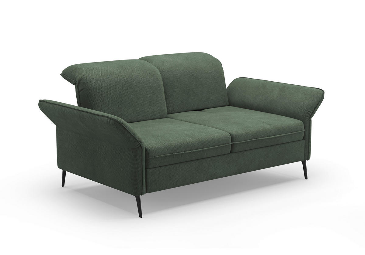2,5-SITZER in Flachgewebe Grün  - Schwarz/Grün, KONVENTIONELL, Textil/Metall (189/92/123cm) - Sit & More