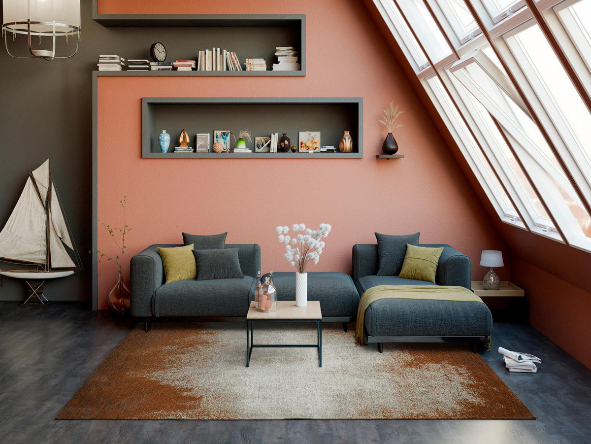 FLACHWEBETEPPICH 155/230 cm Lykaris Orange, Beige  - Beige/Orange, Design, Kunststoff/Textil (155/230cm) - Novel