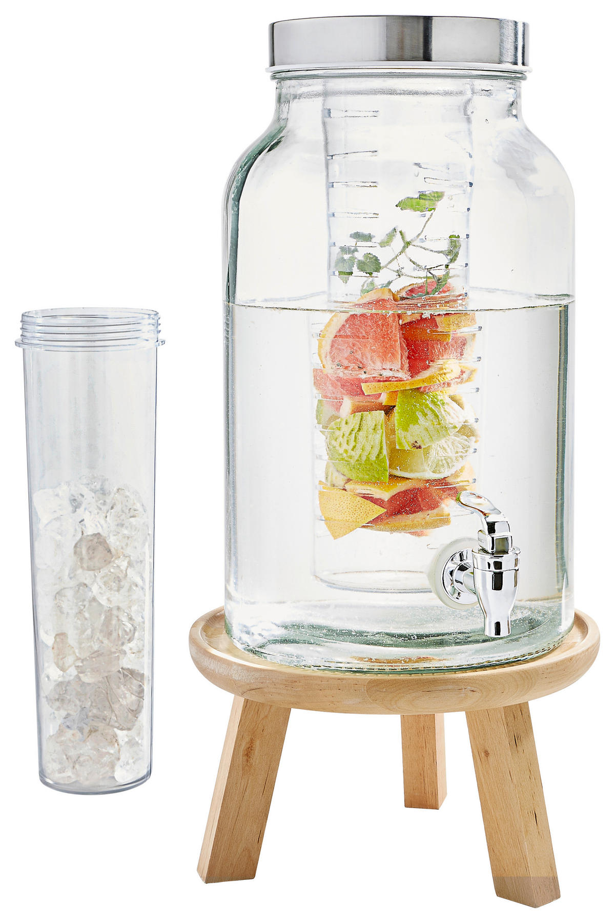 Dispenser bauturi 5,6 L  - culoare inox/transparent, Basics, plastic/sticlă (5,6l) - Novel