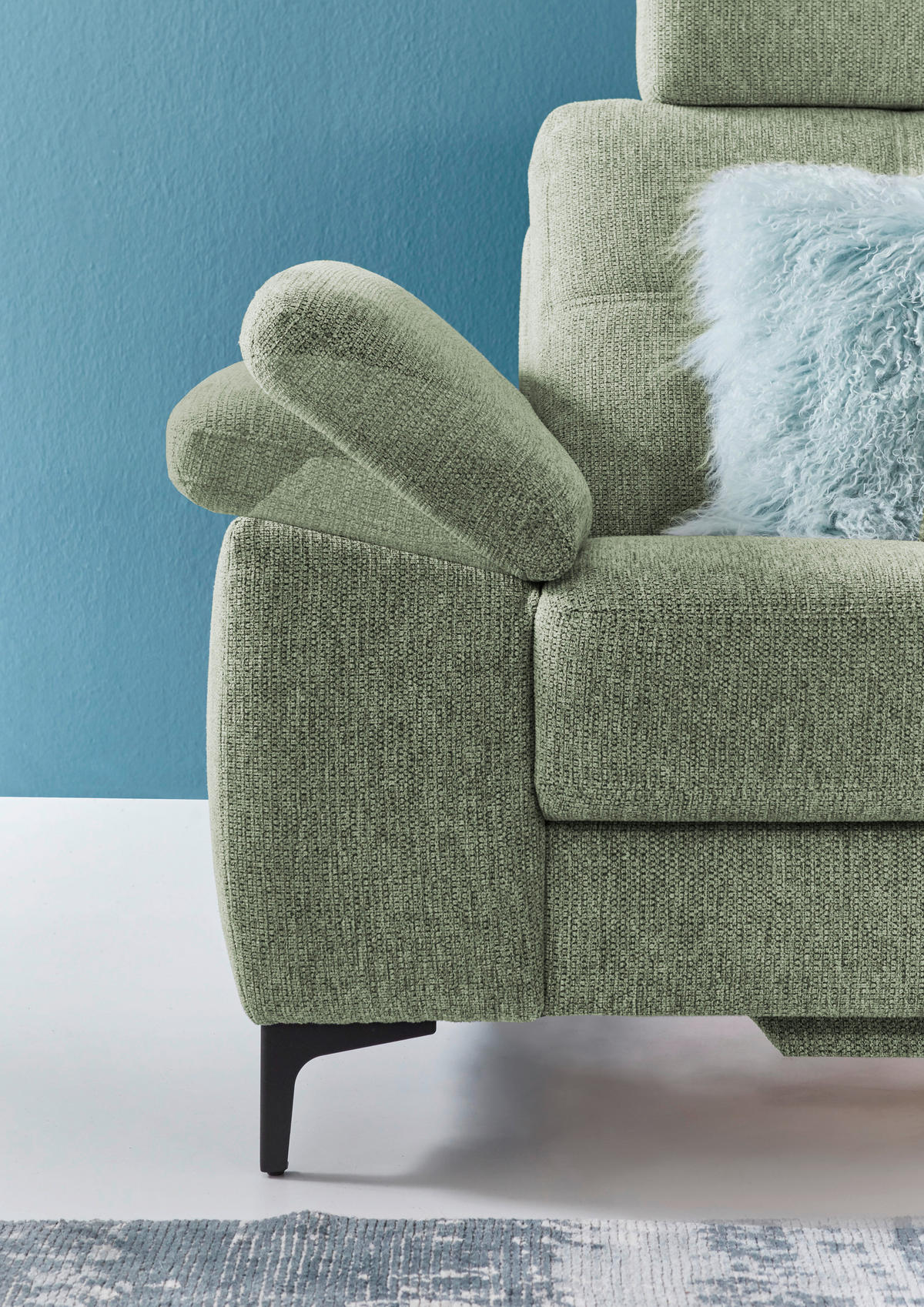 SJEDEĆA GARNITURA drvni materijal, tekstil  zelena   - zelena/boje kroma, Konvencionalno, drvni materijal/tekstil (296/87/162cm) - Pure Home Comfort
