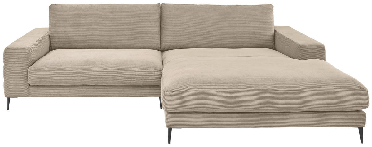 ECKSOFA in Feincord Sandfarben  - Sandfarben/Schwarz, Design, Textil/Metall (293/207cm) - Dieter Knoll