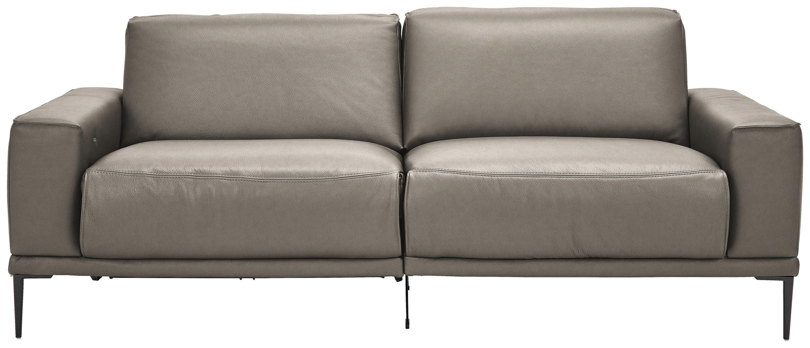2,5-SITZER in Echtleder Graubraun  - Graubraun/Schwarz, Design, Leder/Metall (200/102/92cm) - Johann Jakob