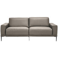 2,5-SITZER in Echtleder Graubraun  - Graubraun/Schwarz, Design, Leder/Metall (200/102/92cm) - Johann Jakob