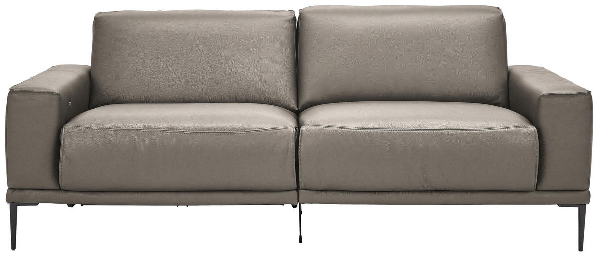 2,5-SITZER in Echtleder Graubraun  - Graubraun/Schwarz, Design, Leder/Metall (200/102/92cm) - Johann Jakob