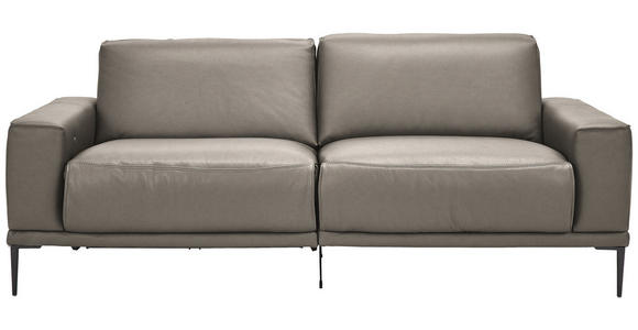 2,5-SITZER in Leder Graubraun - Graubraun/Schwarz, Design, Leder/Metall (200/102/92cm) - Johann Jakob