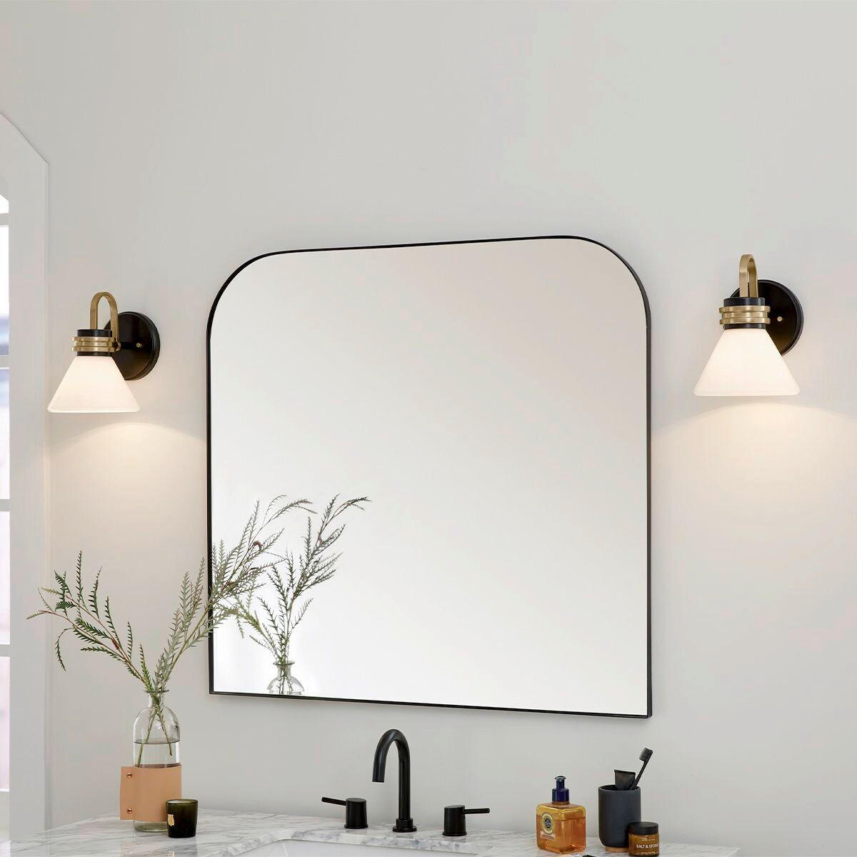 BADEZIMMER-WANDLEUCHTE - Weiss/Champagner, Konventionell, Glas/Metall (24/17,8/21,5cm) - Elstead Lighting