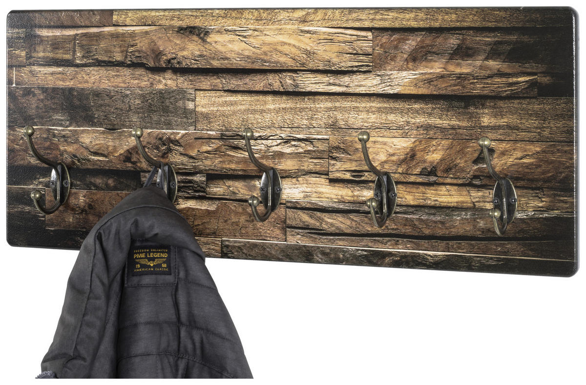 HAKENLEISTE  in Naturfarben, Schwarz  - Schwarz/Naturfarben, Natur, Holzwerkstoff (60/25/8cm)