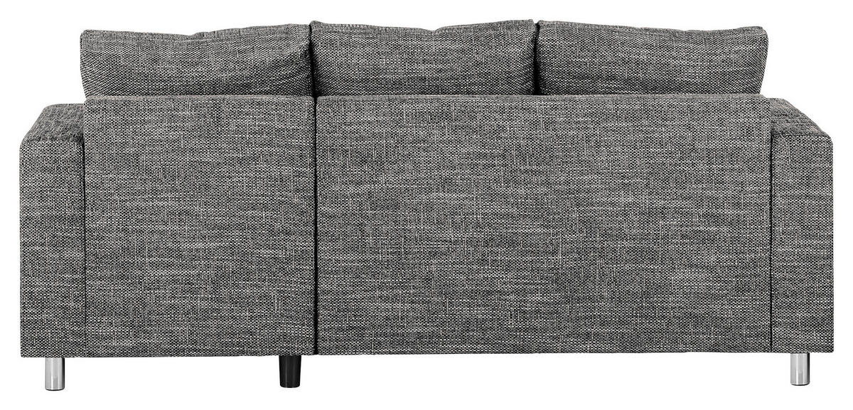 ECKSOFA in Struktur Schwarz  - Chromfarben/Schwarz, Design, Textil/Metall (200/144cm) - MID.YOU