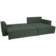 ECKSOFA inkl. Funktionen Dunkelgrün Cord  - Dunkelgrün/Schwarz, Design, Textil (267/141cm) - Xora