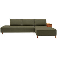 ECKSOFA in Flachgewebe Olivgrün  - Eichefarben/Olivgrün, Design, Holz/Textil (307/190cm) - Joka