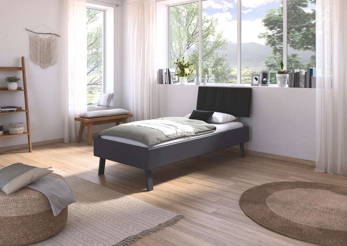 BETT 90/200 cm  in Grau  - Grau, Design, Textil/Metall (90/200cm) - Carryhome