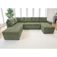 WOHNLANDSCHAFT TERMOLI Mintgrün Cord  - Schwarz/Mintgrün, Design, Kunststoff/Textil (212/297/155cm) - MID.YOU