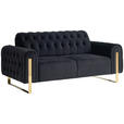 2-SITZER-SOFA  in Velours Schwarz  - Goldfarben/Schwarz, KONVENTIONELL, Textil/Metall (194/90/97cm) - Carryhome