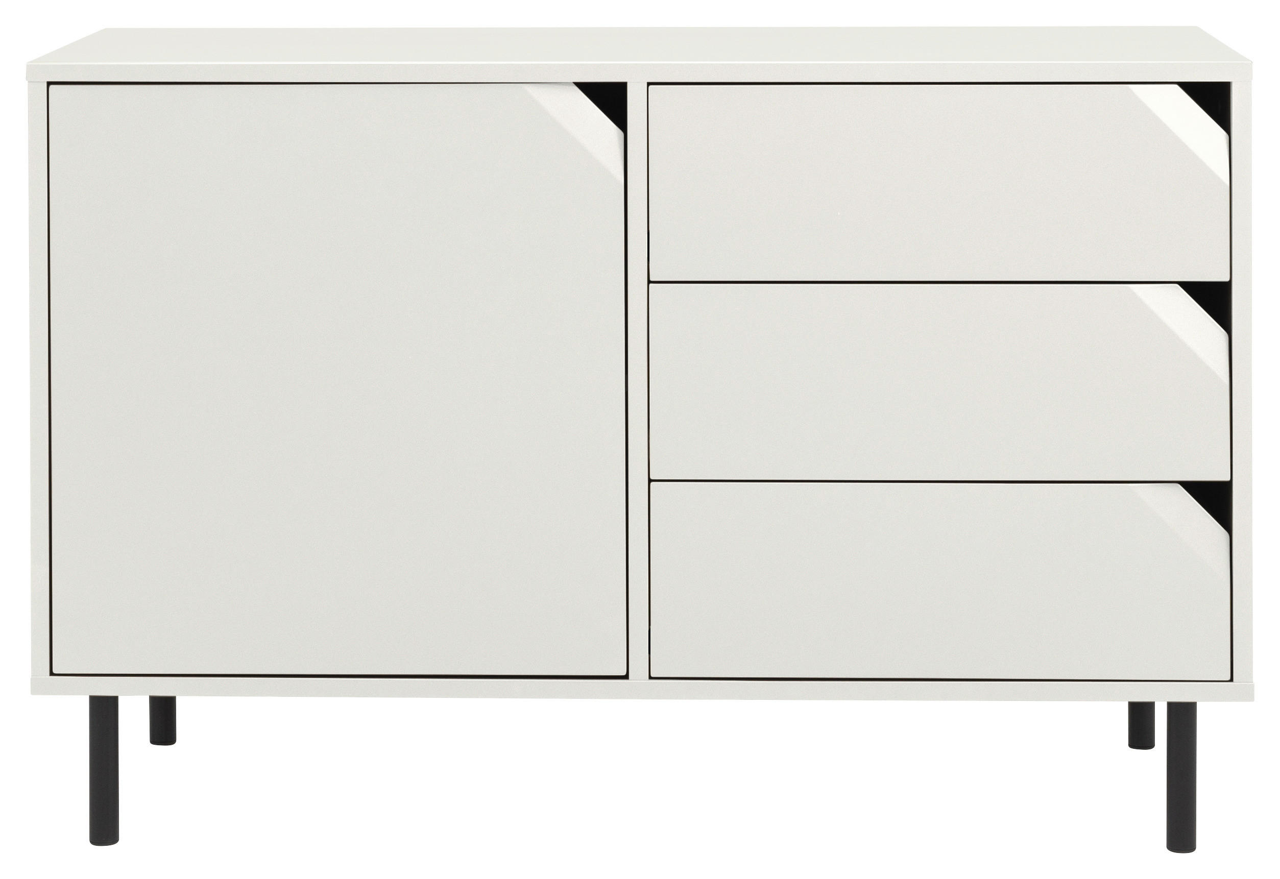 SIDEBOARD  in 118/77/43 cm  - Schwarz/Weiß, Design, Holzwerkstoff/Metall (118/77/43cm)